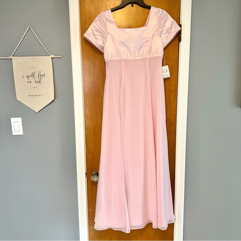 Women’s (M Sz 8/10) Blush Pink Regency Empire Gown Embroidered Dress / Prom